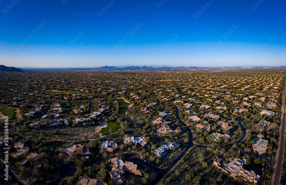Aerial panoramic of scottsdale arizona