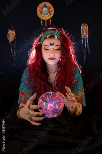 Photography fortune teller lady  is telling about your future