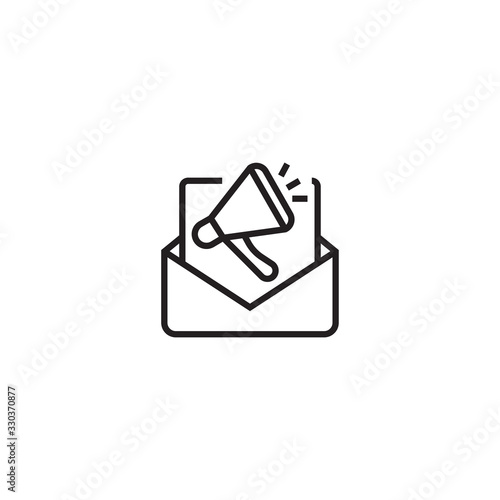 Outline voice email icon isolated on white background. Open envelope pictogram. Line mail symbol for website design, mobile application, ui. Vector illustration. 