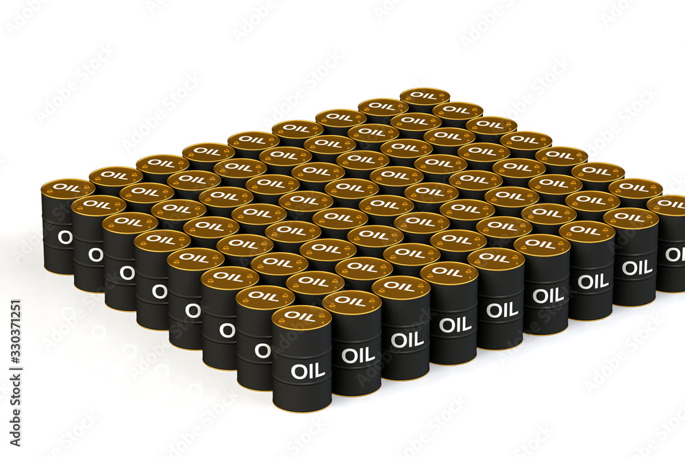 3D illustration of black oil barrel isolated on black background 3D illustration of black oil barrel isolated on black background