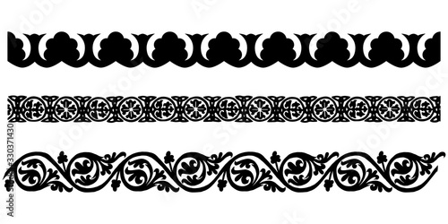 Classic borders silhouettes illustration in Byzantine style on white bckground