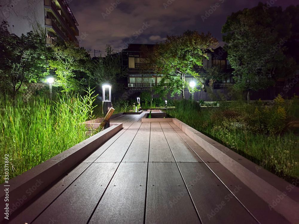 Fototapeta premium Path on the lake in Japanese style garden