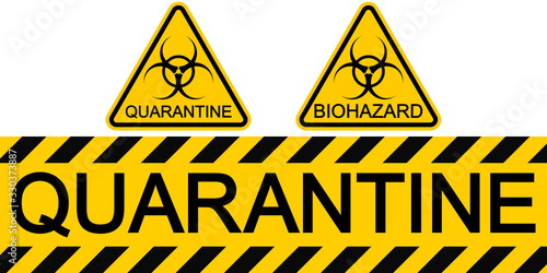 Sign symbol quarantine zone area Stop Novel Coronavirus outbreak covid 19 2019 nCoV symptoms in China, vector quarantine biohazard Sign biological