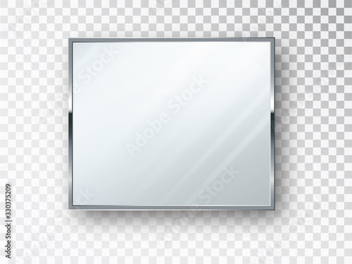 Mirror square isolated. Realistic mirror frame, white mirrors template. Realistic 3D design for interior furniture. Reflecting glass surfaces isolated