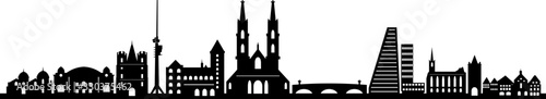 Basel City Switzerland Skyline Silhouette Cityscape Vector