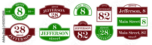 House numbers boards sign isolated 