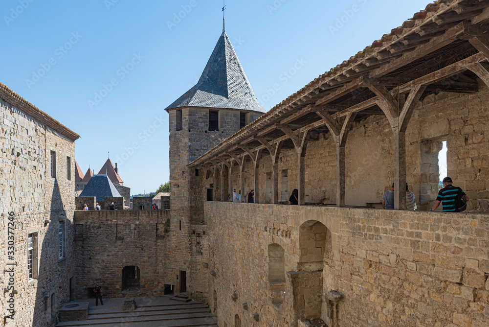 Fototapeta premium Inner courtyard of the castle, Carcassonne, France.