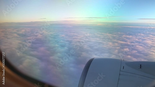 Wallpaper Mural View From Airplane Window Of Engine Turbine Above Clouds Right To Left Torontodigital.ca