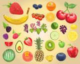 Photo-Realistic Fruit Vector Kit - Waterdrops optional - Isolated and arrangeable for print, web, apps, media