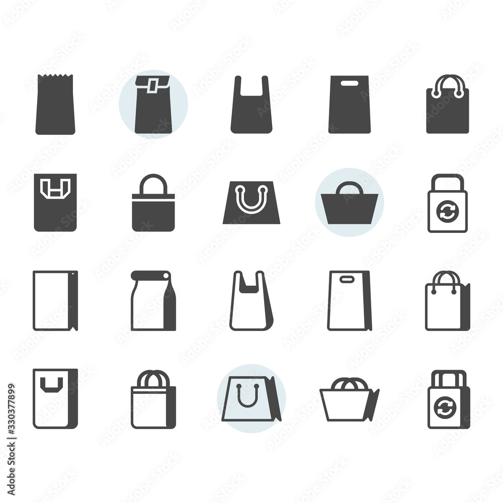 Shopping bag icon and symbol set Shopping bag icon and symbol set