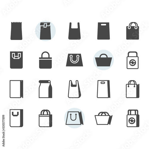Shopping bag icon and symbol set