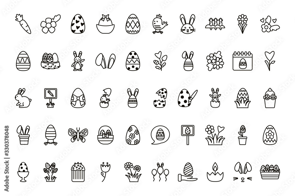 bundle of easter set line icons bundle of easter set line icons