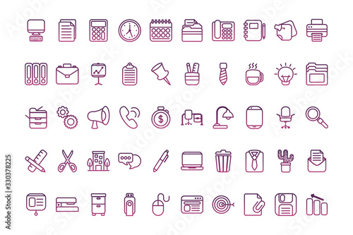 bundle of office set line style icons