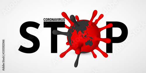 Stop Coronavirus Covid-19, 2019-nKoV. Illustration of virus unit. World pandemic concept. Vector illustration