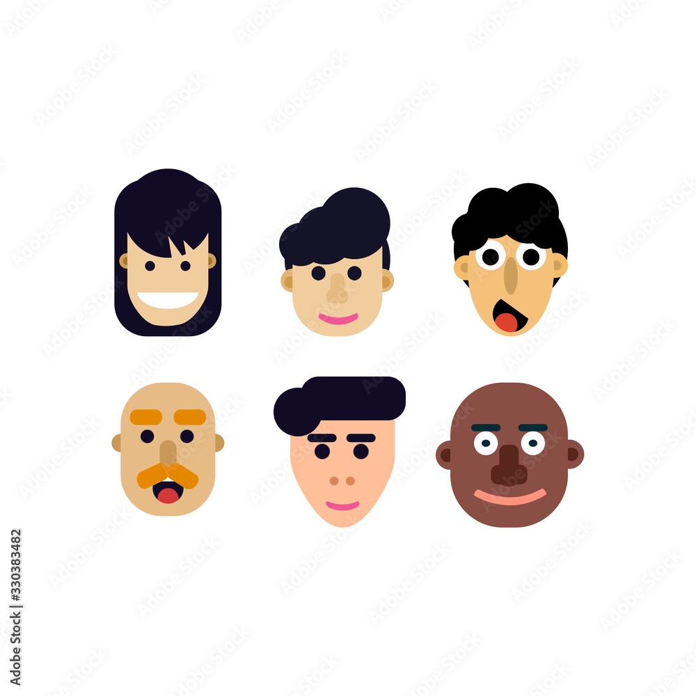 Beautiful set of people faces isolated on white background Beautiful set of people faces isolated on white background