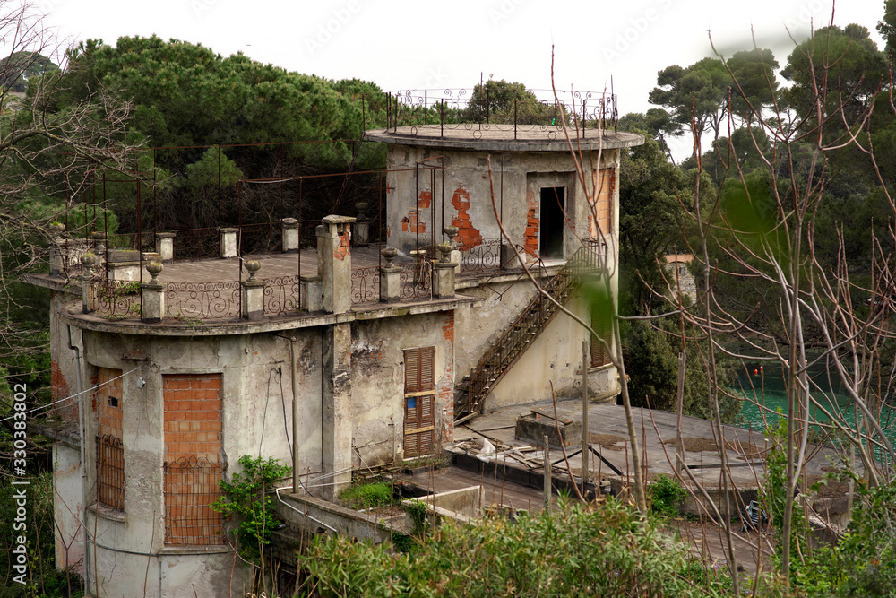 detail of a beautiful villa not finished to construct and in a bad condition