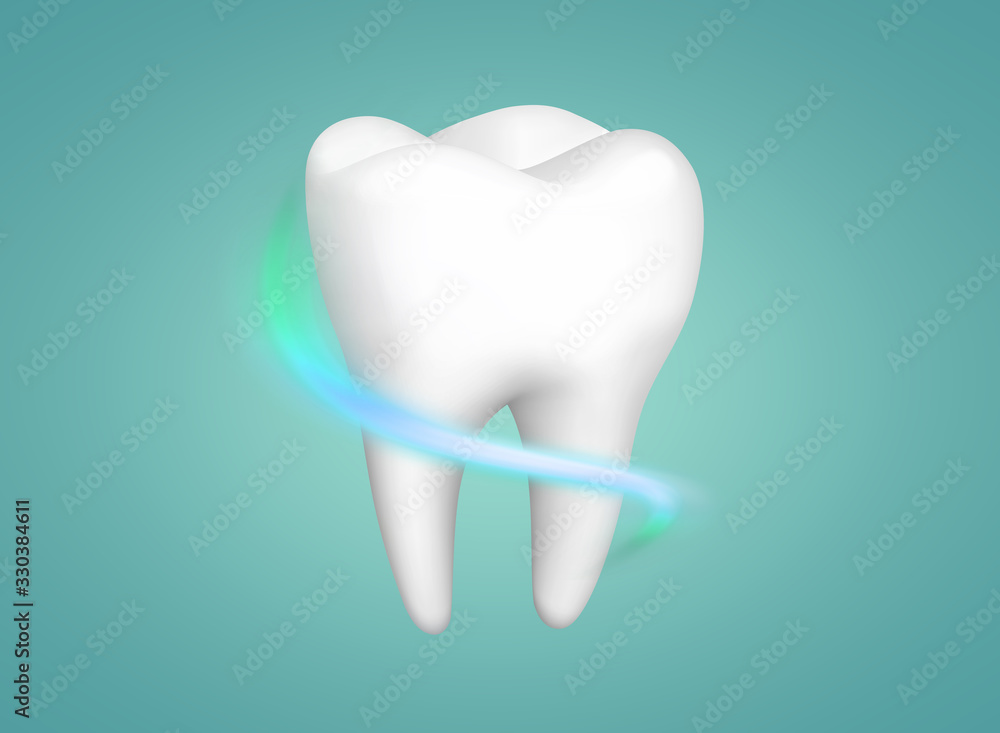 Dental health. Tooth decay. Healthy tooth, whiteness. On a blue background. Dental health. Tooth decay. Healthy tooth, whiteness. On a blue background.