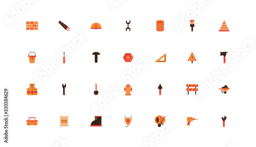 bundle of construction set flat icons