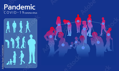 코로나바이러스 그래픽 요소: COVID-19 바이러스 감염 확산에 전염된 사람들 