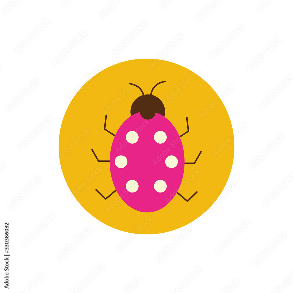 cute ladybug spring insect block and flat style cute ladybug spring insect block and flat style