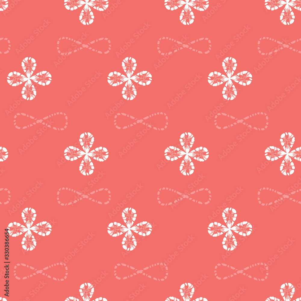 Vector red shibori simple small four leaf clover pattern background. Suitable for textile, gift wrap and wallpaper. Vector red shibori simple small four leaf clover pattern background. Suitable for textile, gift wrap and wallpaper.