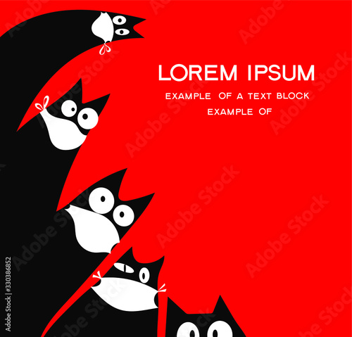 Vector illustration.Fear of the coronavirus epidemic. Living creatures in protective masks. Allegory of the mass of people. Information about the real situation. Place for text.