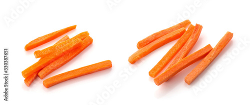 raw chopped carrot isolated on a white background