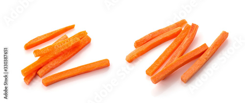 raw chopped carrot isolated on a white background photo