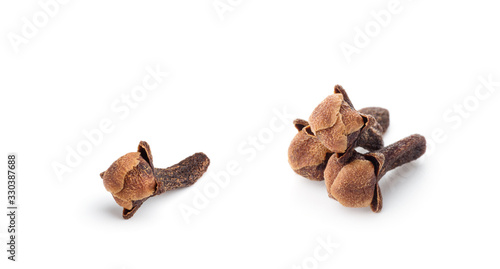 Spice cloves on white background