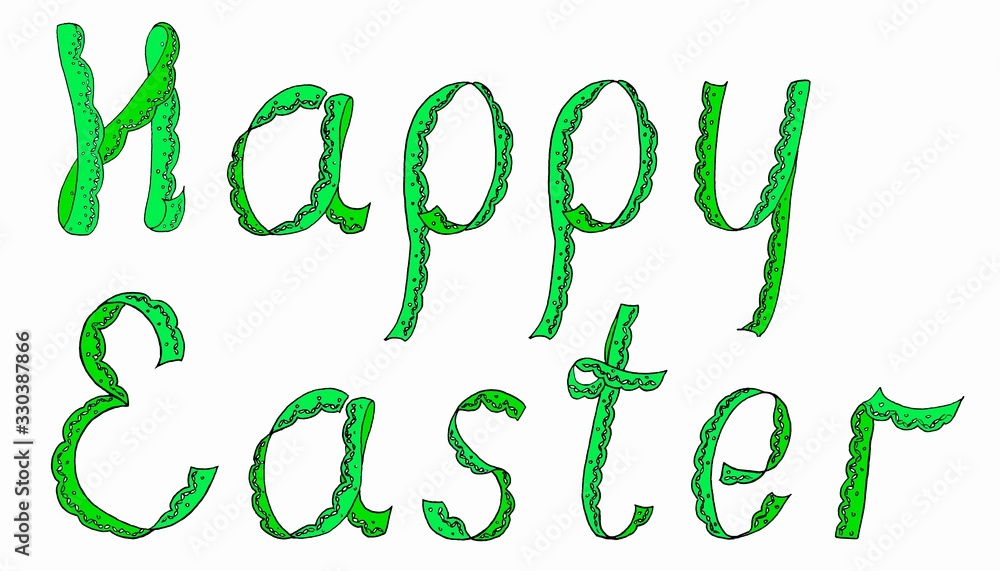 The inscription in lace letters Happy Easter; Happy Easter lettering in hand-drawn letters in lettering style; color inscription Happy Easter The inscription in lace letters Happy Easter; Happy Easter lettering in hand-drawn letters in lettering style; color inscription Happy Easter