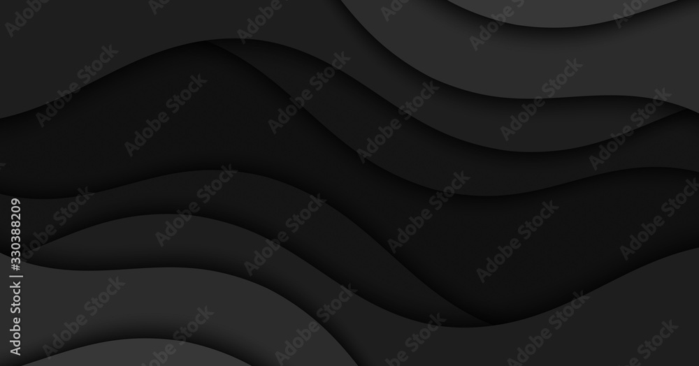 Fototapeta premium Abstract illustration with black waves. Wavy dark background.