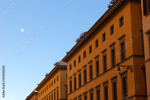 Florence buildings moon sky sunset italy firenze
