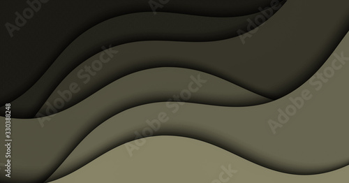Abstract illustration with black waves. Wavy dark background.