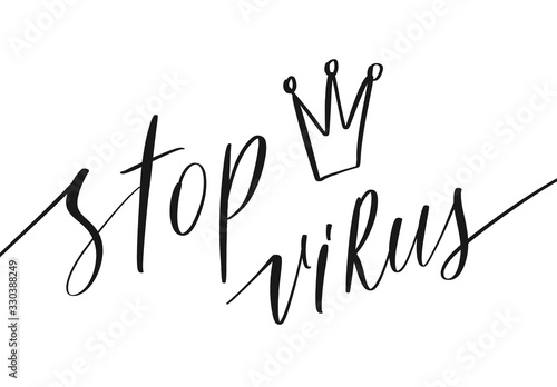 Stop CoronaVirus lettering inscription.