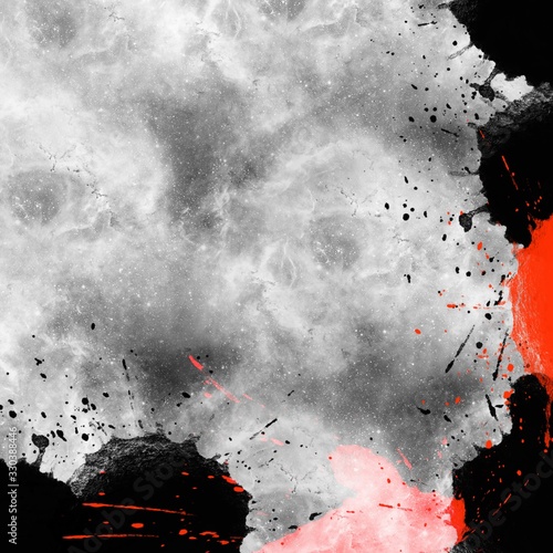 Red-black gray dirty background. Abstract bloody drops, dark splashes