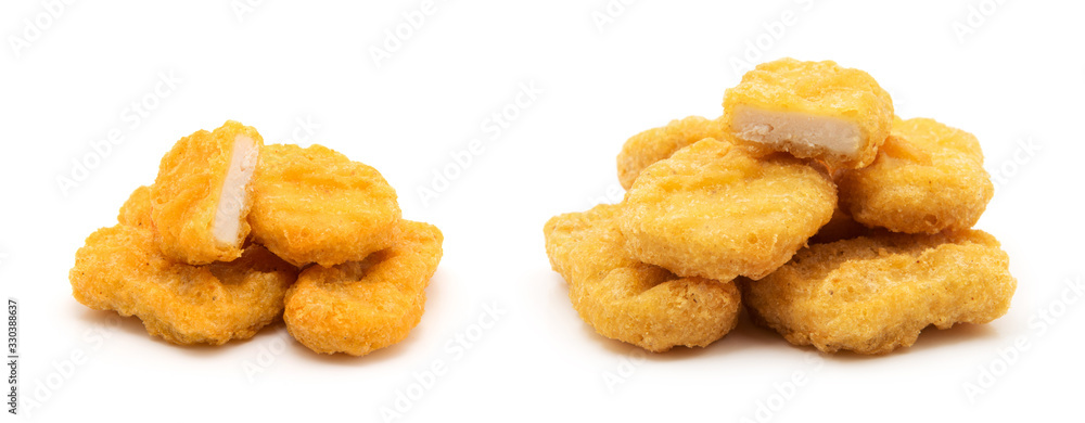 Fried chicken nuggets isolated on white Fried chicken nuggets isolated on white