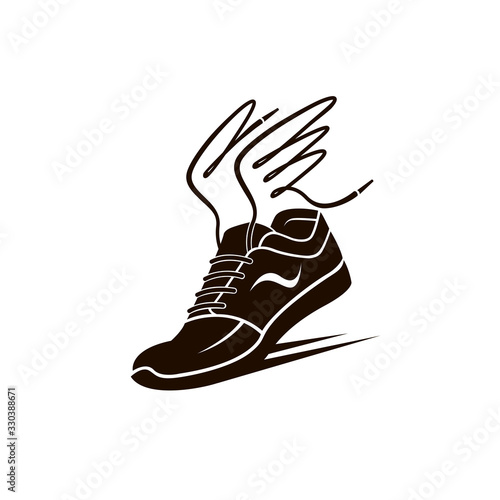 speeding sport shoes with lace as wings isolated on white background