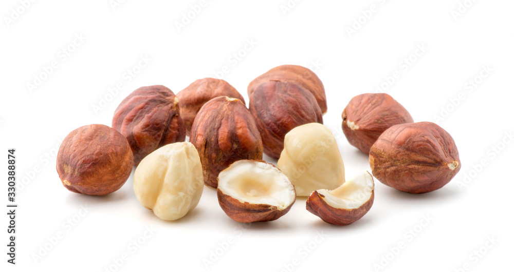 Hazelnuts isolated on the white background Hazelnuts isolated on the white background
