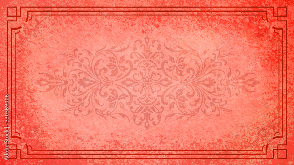 Obraz premium Jugendstil floral Ornament Rahmen schwarz Hintergrund Pastell rot Textil Wand antik altes Papier Vorlage Layout Design Template Geschenk zeitlos schön alt barock edel rokoko elegant background