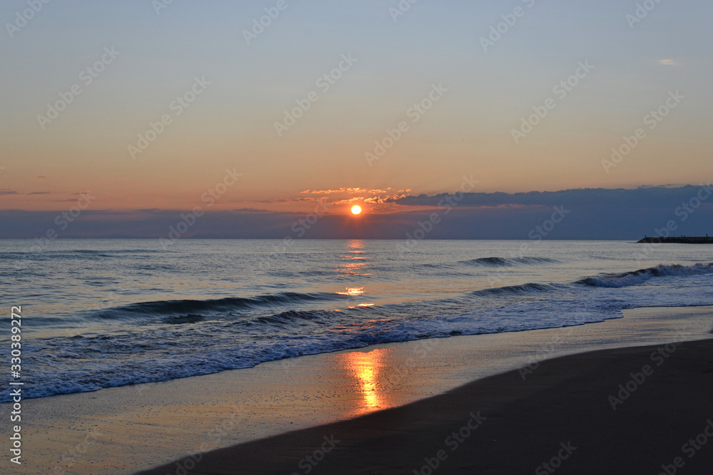 beautiful sunset on the Black sea coast