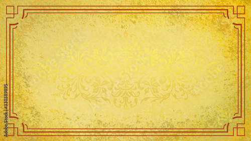 Jugendstil floral Ornament auf Hintergrund Pastell gold gelb Rand braun Textil Wand antik altes Papier Vorlage Layout Design Template Geschenk zeitlos schön alt barock edel rokoko elegant background