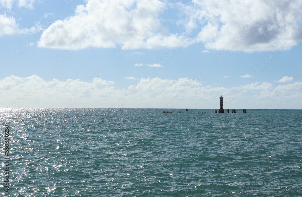 Obraz premium Sea and lighthouse of Ponta Verde beach, Maceio city, Alagoas state, Brazil.