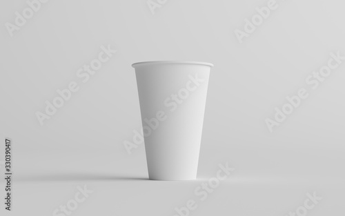 16 oz. Single Wall Paper Large Coffee Cup Mockup - One Cup. 3D Illustration