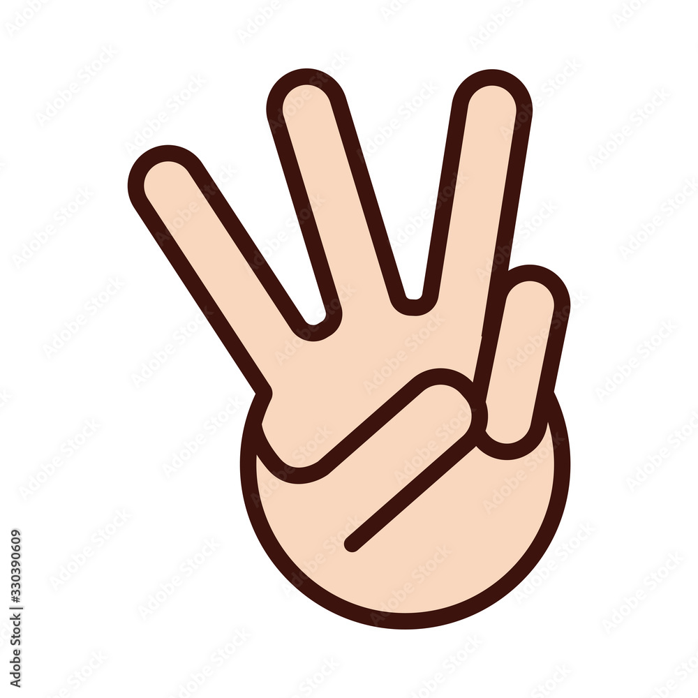 Fototapeta premium three hand signal line and fill style