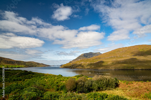 Looking out the Killary Fjord, near Leenane / Leenaun, County Galway, Ireland