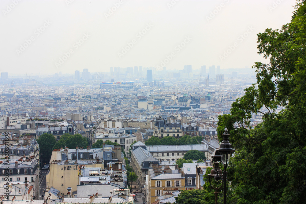 Panorama of Paris in summer, France.