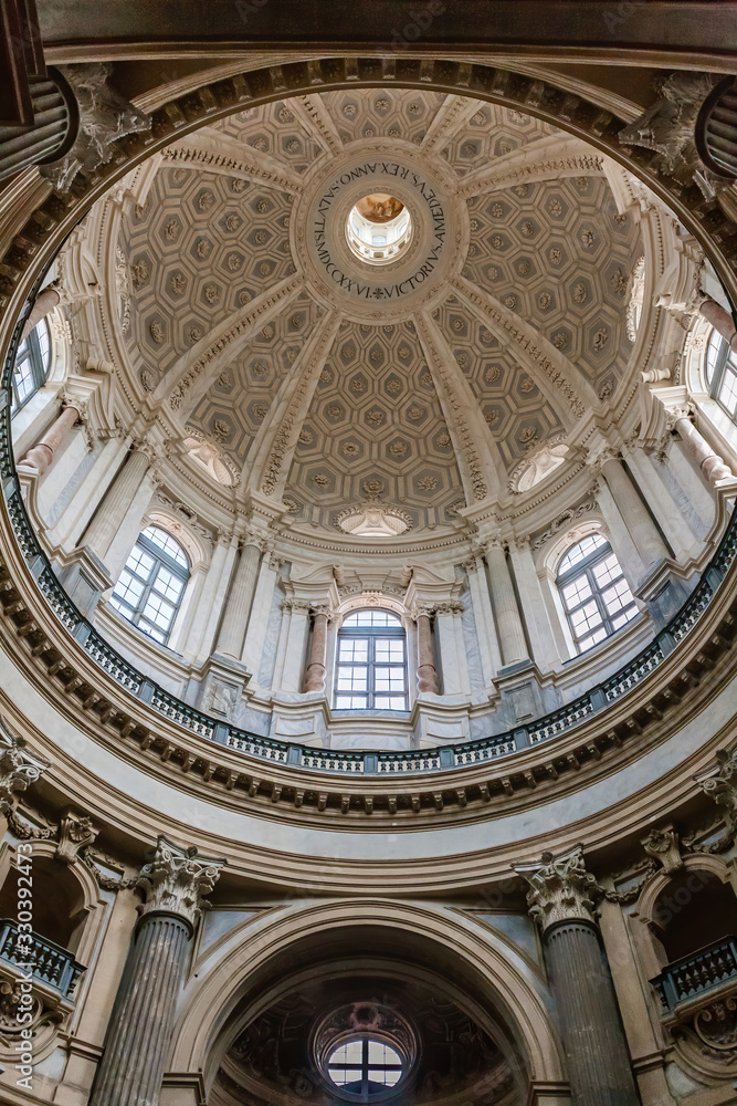 The Basilica Superga dome interior, Turin, Italy