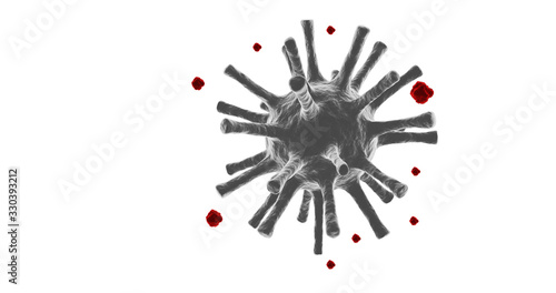 Virus And Bacteria Under Electron Microscope. Epidemic Disease. 3D Render. Illustrator.Isolate on white with clipping path
