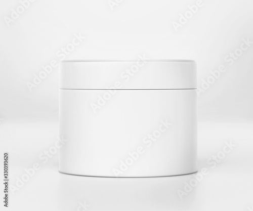 white cosmetic jar mockup with cap, Blank Jar Packaging Realistic mockup template, 3d rendering isolated on light background 
