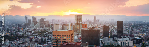 Obraz na płótnie Mexico city skyline at sunset w salonie